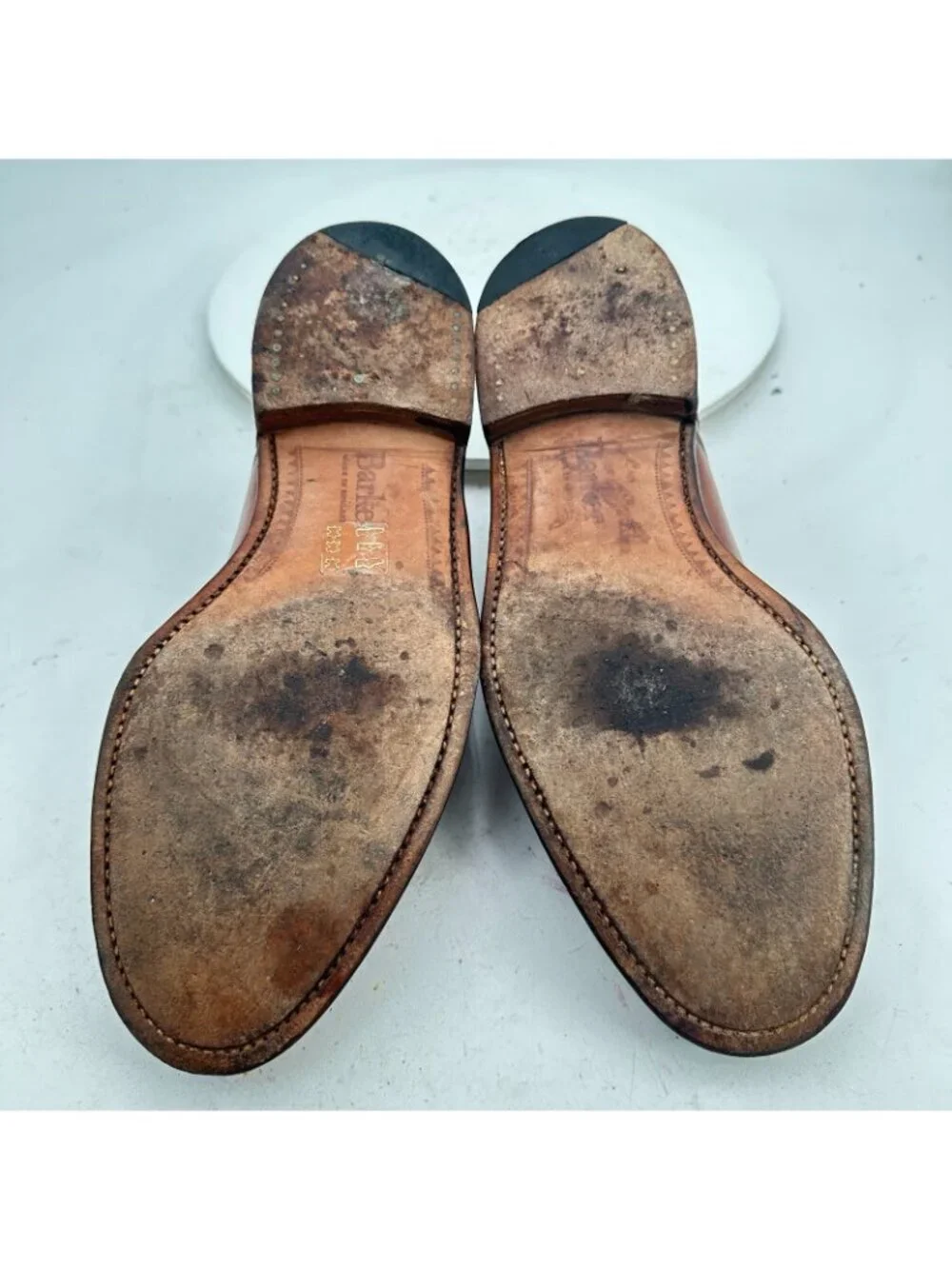 Barker Men Sz 7 US 8 Brown Tan Leather Brogue Cap Toe Lace Up Oxford Dress Shoes